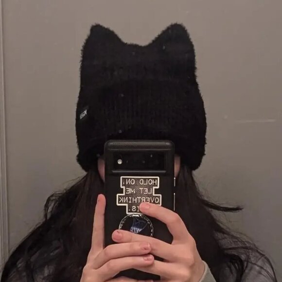 Accessories - Dark Grey Knit Beanie with Cat Ears